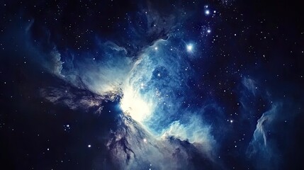 Fototapeta premium Vast cosmic nebulae bathed in starry night.