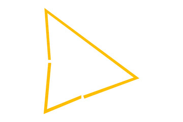 Yellow triangle made from paper cut into a triangle shape on a transparent background