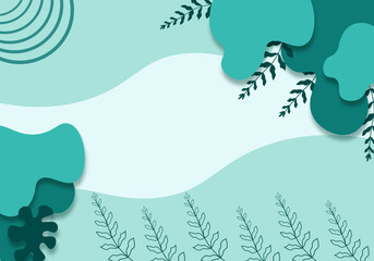 Vector Background Template Floral Tosca Green Leaves Leaf Flower Spring and Summer Hand drawn