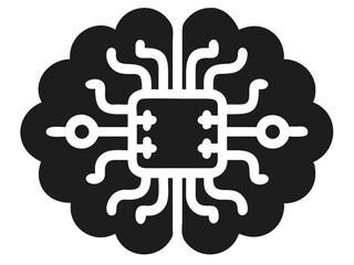 Artificial intelligence brain chip icon depicting modern technology and innovation