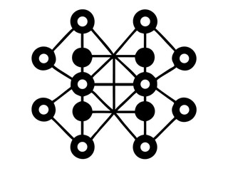 Fototapeta premium Black neural network grid icon with transparency for digital technology designs