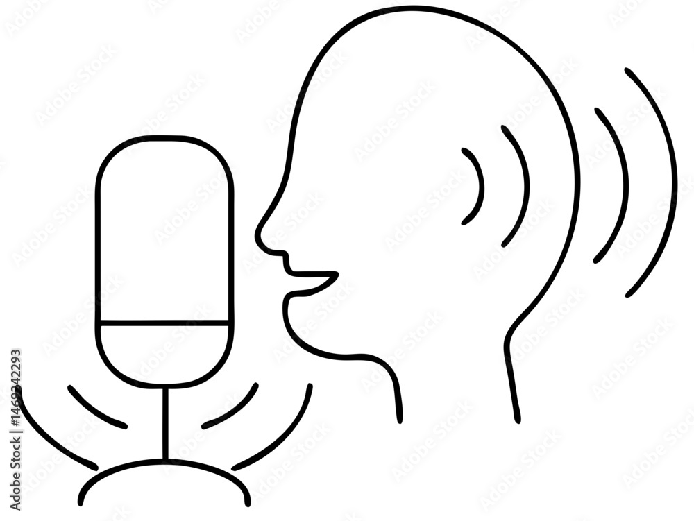 Aufkleber black silhouette icon of an ai voice command interface design element