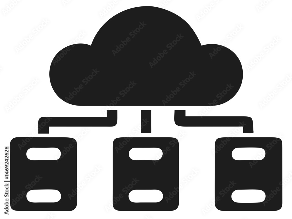 Poster cloud deployment icon design representing data servers and computing technology