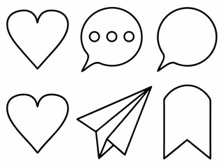 Collection of simple outline social media icons suitable for design projects