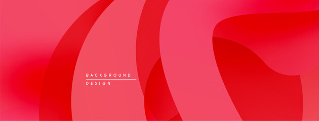 Abstract fluid shapes, vibrant red hues, smooth gradients create modern background design. Minimalist aesthetic, dynamic composition.