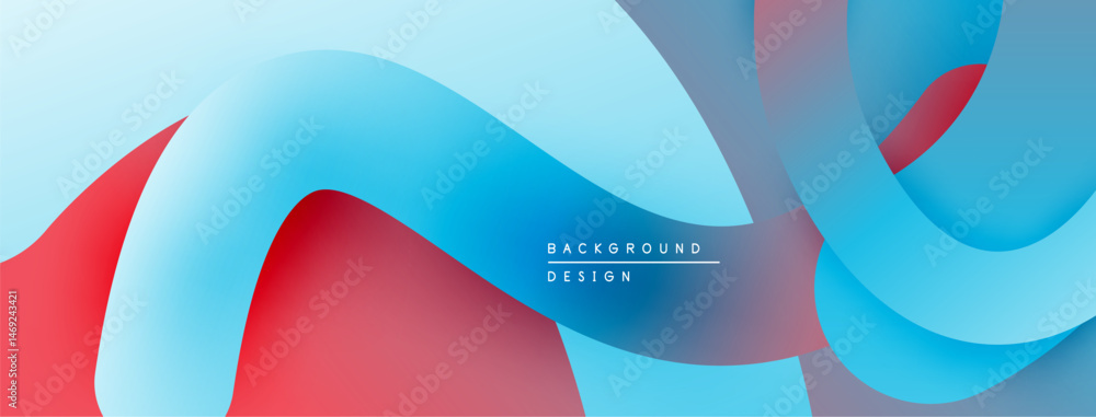 Aufkleber Abstract fluid shapes, blue, red gradients. Modern design, smooth curves create dynamic composition. Background element for projects.