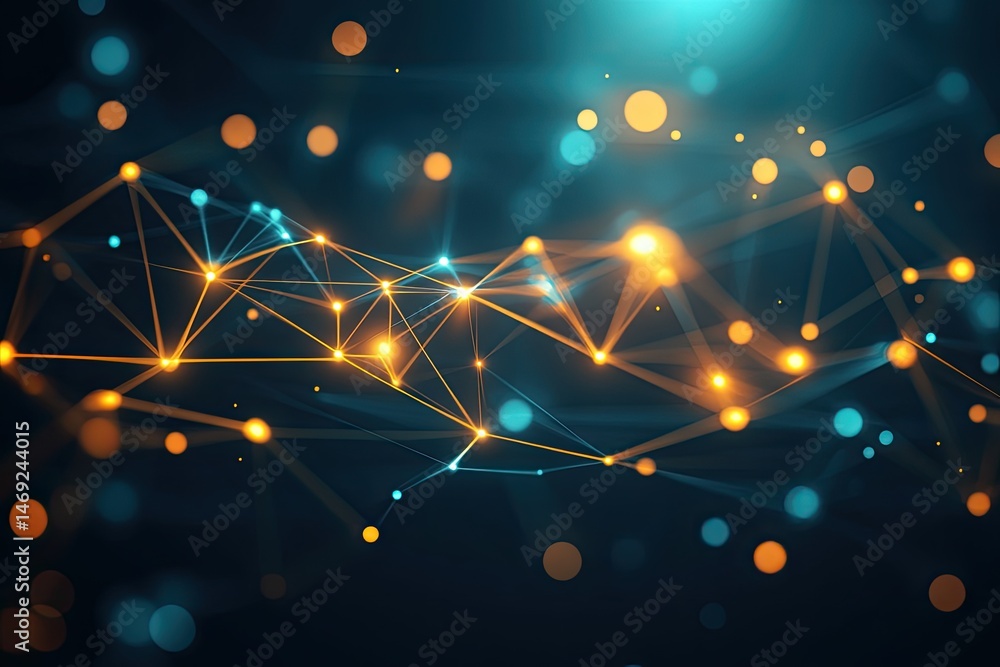 Aufkleber abstract network of interconnected glowing points