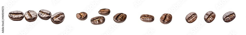 Poster collection of unroasted coffee beans, each bean has a light brown outer shell with darker specks or 