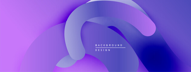 Abstract fluid shapes, purple gradients create modern background. Soft curves overlap, forming dynamic visual composition.