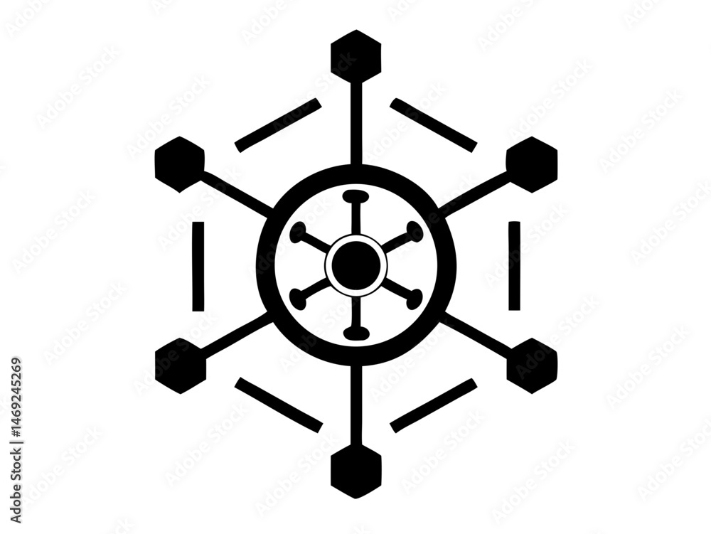 Poster kubernetes cluster silhouette icon representing cloud computing technology