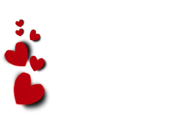 Red heart paper set on transparent background.