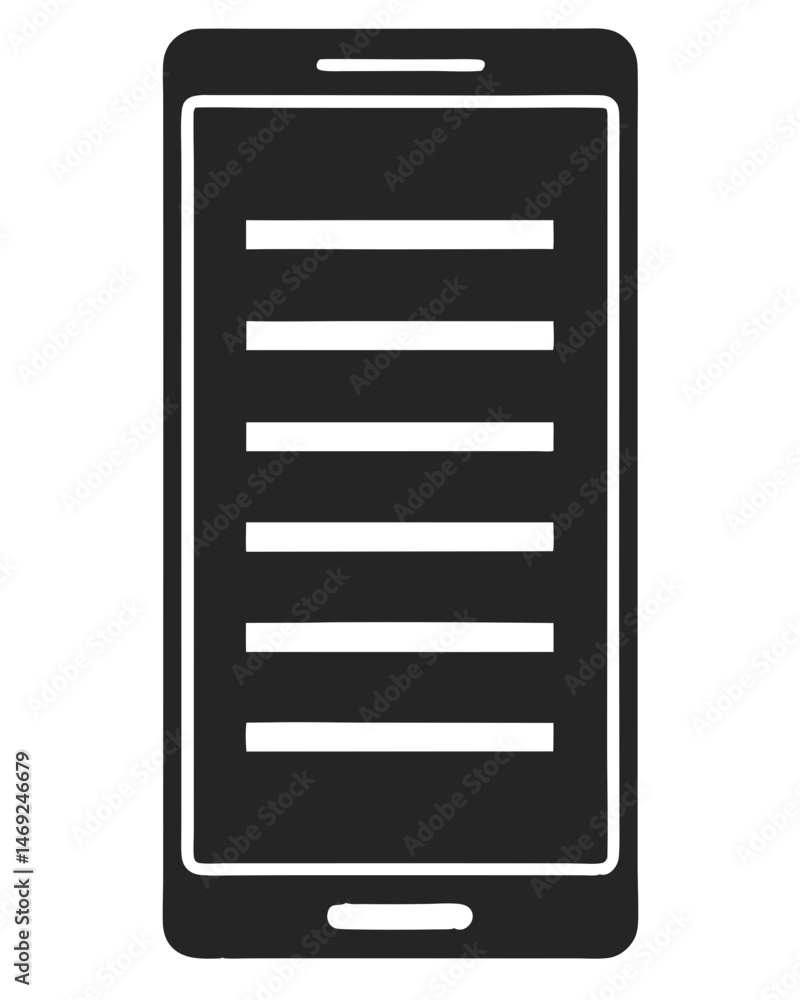 Aufkleber simple hamburger menu icon represented on a smartphone screen minimalist design