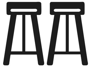 Simple black silhouette of two bar stools design in a minimalistic style