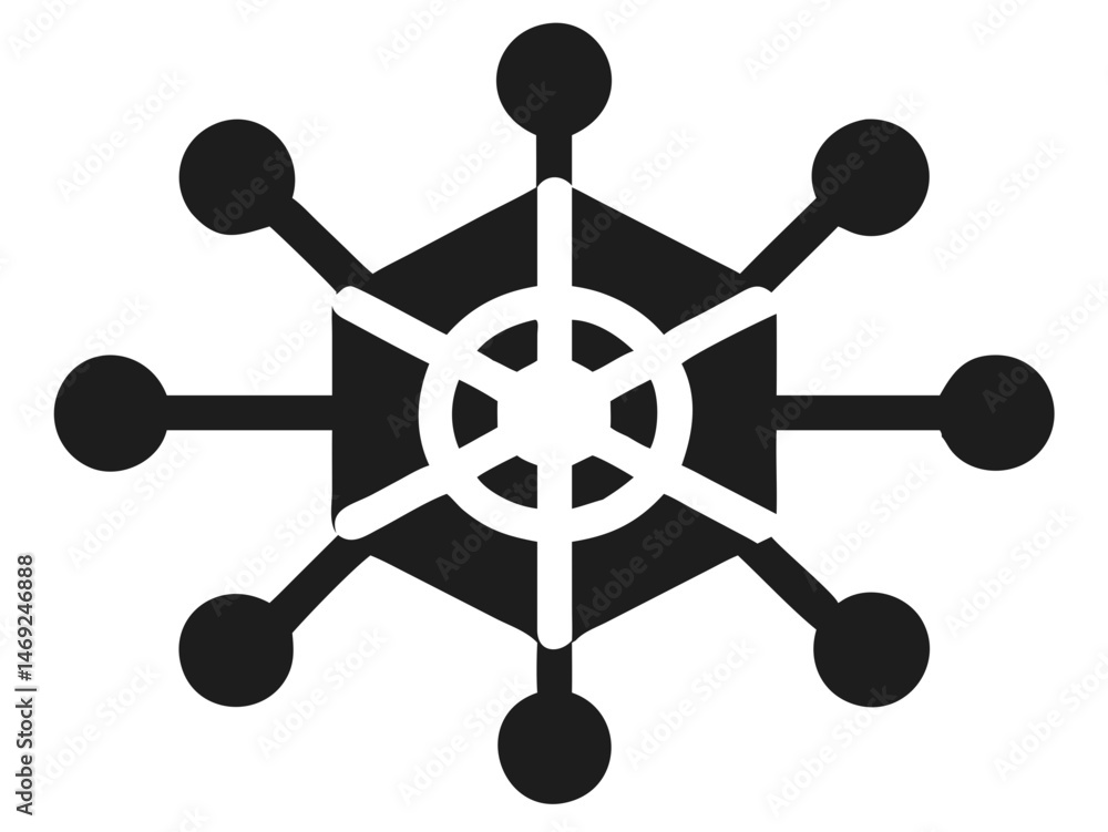 Poster symbolic black kubernetes cluster icon design illustrating cloud computing and technology