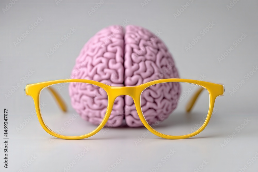 Aufkleber conceptual representation of cognitive processes featuring vibrant yellow glasses in front of a styl