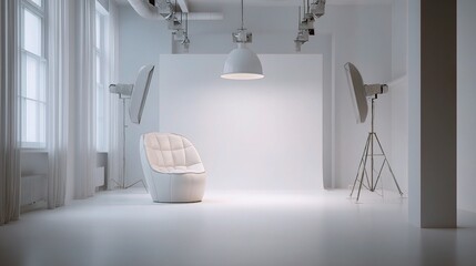 Pure White Studio Photography with Soft Lighting on Elegant Chair