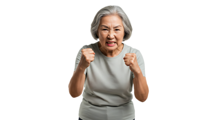 Photo of an Asian person with an enthusiastic face, grandmother, happy, healthy, living a healthy life