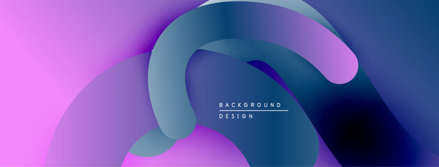 Abstract fluid shapes, vibrant purple, blue hues. Modern design, smooth gradients create dynamic composition. Background element.