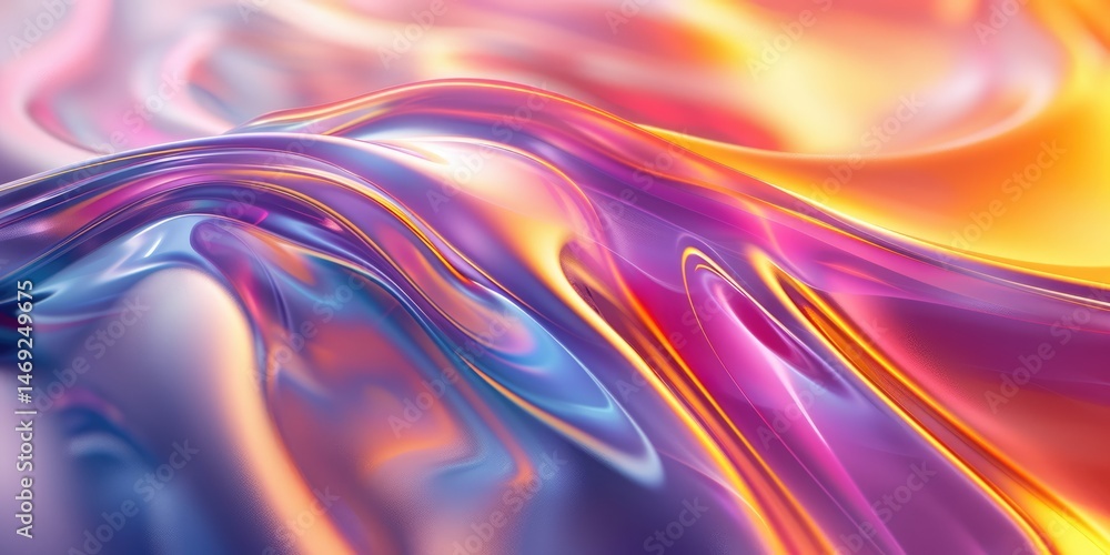Aufkleber vibrant abstract waves in red, orange, and purple. close up of gradient vibrant color from fabric ma