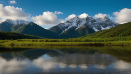 Fototapeta premium mountain landscape with lake and mountains