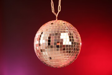 Shiny disco ball on color gradient background