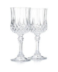 Two empty clean glasses isolated on white