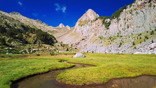 Aigualluts planes in the Benasque valley in Pyrenees, Spain
