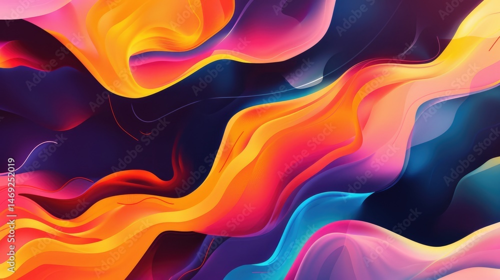Aufkleber abstract vivid colorful wave flowing express energetic texture. seamless texture of vividness curve 