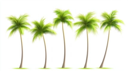 Obraz premium A group of palm trees illustrated in a dynamic pattern, perfect for summer-themed digital art or promotional materials.