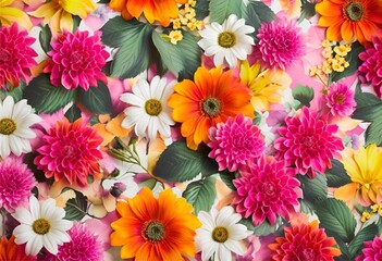 beautiful, vibrant floral pattern with vivid colors, creating a lively and energetic atmosphere.
