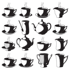 Coffee and Teapot Icons Collection vector