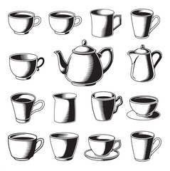 Coffee and Teapot Icons Collection vector