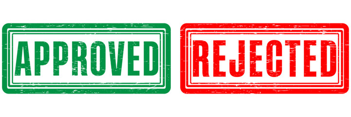 Approved and rejected rubber stamp, Approved and rejected sign, Approved and rejected stamp, Approved and rejected stamp on white background