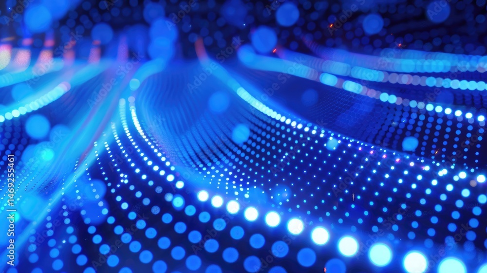 Aufkleber wonderful picture of blue light wave, sparkling particles scattered across space background, create 
