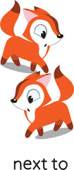 Preposition of place. Fox NEXT TO another fox