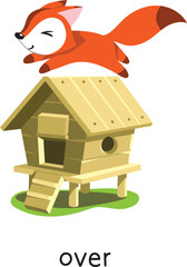 Preposition of place. Fox OVER the henhouse