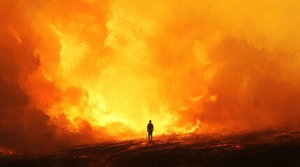 Fiery apocalyptic landscape