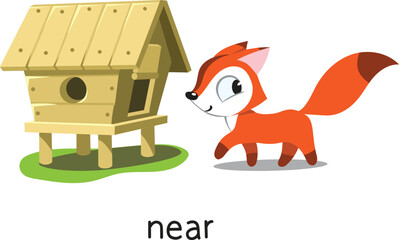 Preposition of place. Fox NEAR the henhouse