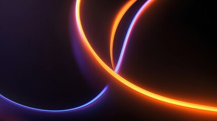 Elegant neon light shapes on dark minimal background