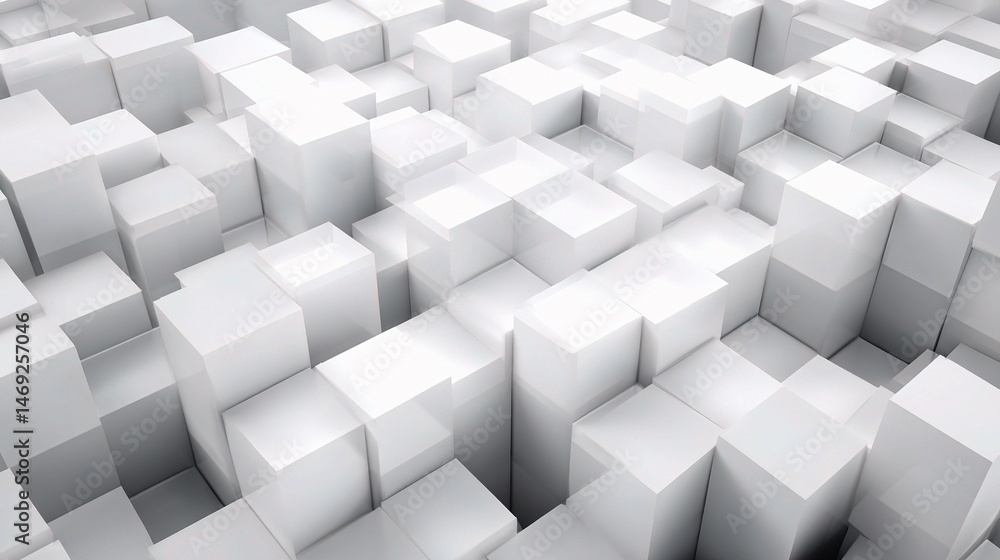 Poster bright white repetitive cube structure in a soft environment