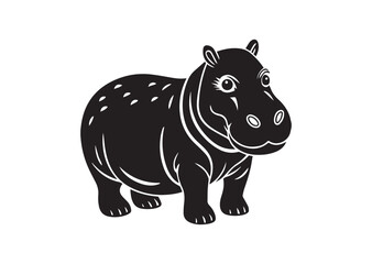 Obraz premium Cute Hippopotamus Silhouette Vector