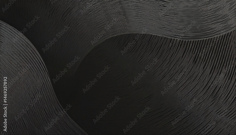 Aufkleber black abstract wave pattern with fine curved lines for modern web background, branding accent, or luxury print design

