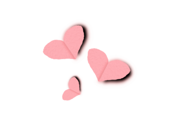 Pink heart paper set on transparent background.