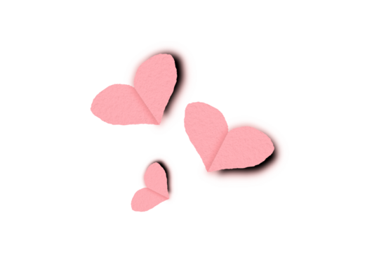 Pink heart paper set on transparent background.