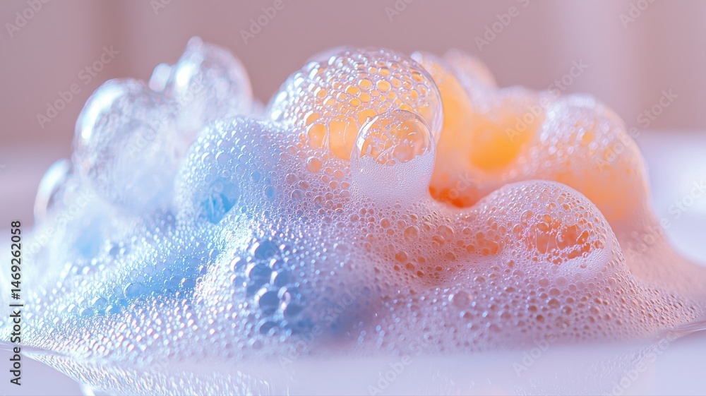 Poster abstract soap foam surface with gradient colors and bubbles bubbles foam soap abstract gradient blue
