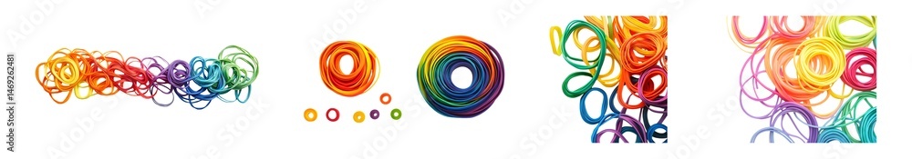 Poster set of colorful design composed of various swirling shapes and hues, creating a vibrant and visually