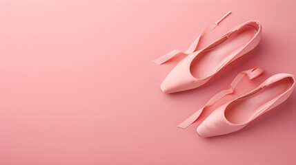 Pink pointe shoes on a pink background, Ballet Day banner from Copy Space