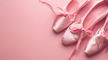 Pink pointe shoes on a pink background, Ballet Day banner from Copy Space