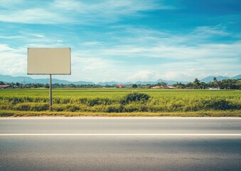 Empty billboard by a country road