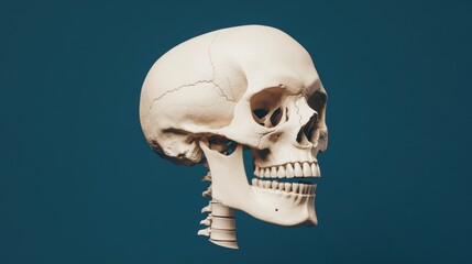 Realistic Human Skull Model on Simple Background for Educational Use